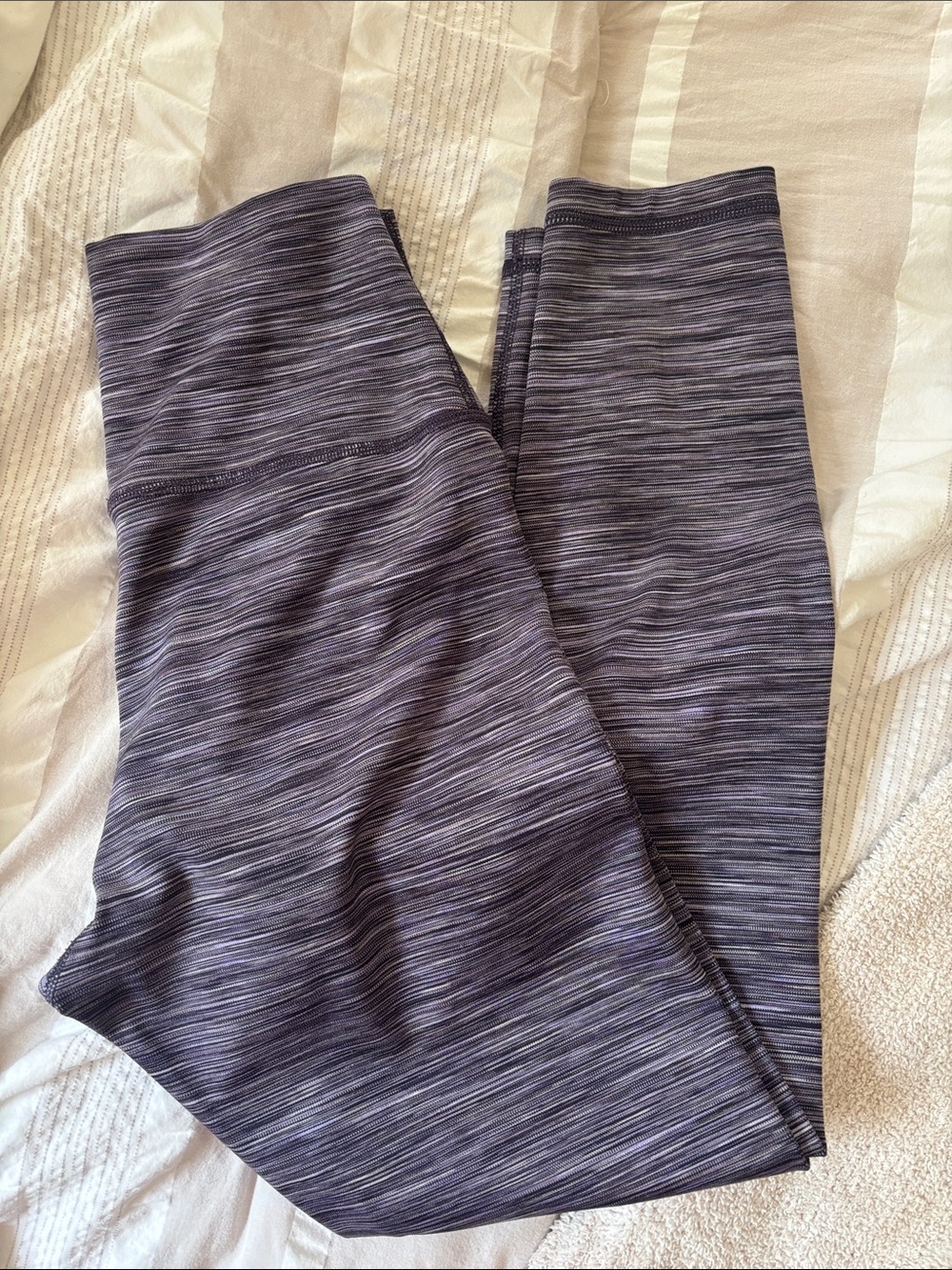 Athleta Heathered Lavender Striped Leggings